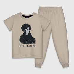 Пижама хлопковая детская Sherlock Art, цвет: миндальный