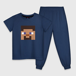 Пижама хлопковая детская Minecraft: Man Face, цвет: тёмно-синий