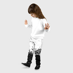 Брюки детские Узоры линии черный белый чб, цвет: 3D-принт — фото 2