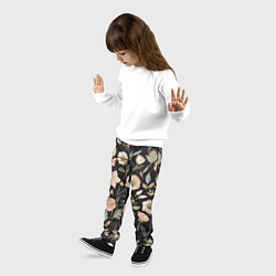 Брюки детские Цветы Астры На Чёрном Фоне, цвет: 3D-принт — фото 2