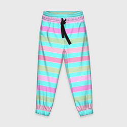 Детские брюки Pink turquoise stripes horizontal Полосатый узор