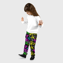 Брюки детские Неоновый абстрактный узор на черном фоне, цвет: 3D-принт — фото 2