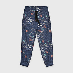 Детские брюки Мелкие цветочки на синем паттерн