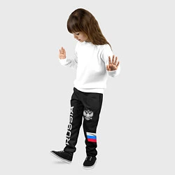 Брюки детские Россия и три линии на черном фоне, цвет: 3D-принт — фото 2