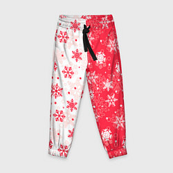 Детские брюки Снежинки красно-белые