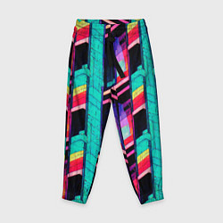 Брюки детские Этажи в стиле аниме 90х - паттерн, цвет: 3D-принт