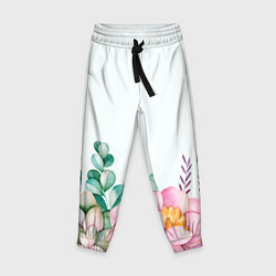 Детские брюки Цветы нарисованные акварелью - снизу