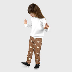 Брюки детские Гуси и травка - паттерн коричневый, цвет: 3D-принт — фото 2