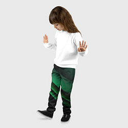 Брюки детские Черно зеленые полосы, цвет: 3D-принт — фото 2
