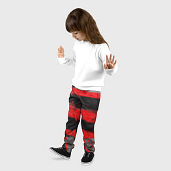 Брюки детские Текстура краски красные полосы, цвет: 3D-принт — фото 2