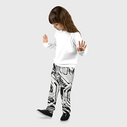 Брюки детские Киберпанк белые полосы на чёрном фоне, цвет: 3D-принт — фото 2