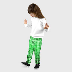 Брюки детские Зелёные неоновые полосы киберпанк, цвет: 3D-принт — фото 2
