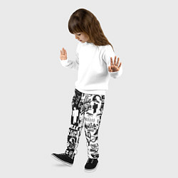 Брюки детские Billie Eilish чернобелые битва лого, цвет: 3D-принт — фото 2