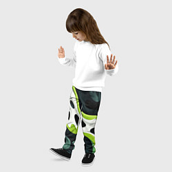 Брюки детские Белая вязкая текстура на зеленой, цвет: 3D-принт — фото 2