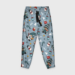 Брюки детские Новогодний паттерн с гномами, цвет: 3D-принт