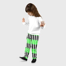 Брюки детские Вертикальные чёрно-зелёные полосы, цвет: 3D-принт — фото 2