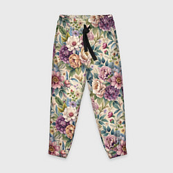 Брюки детские Нежные цветочные мотивы паттерны, цвет: 3D-принт