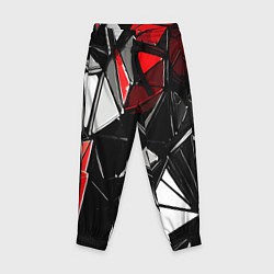 Брюки детские Красно-белые рельефные треугольники на чёрном фоне, цвет: 3D-принт