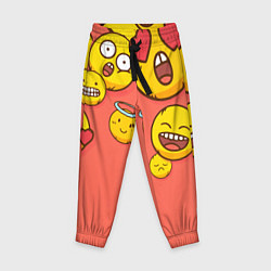 Брюки детские Смайлы на красном фоне, цвет: 3D-принт