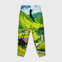 Брюки детские Русская душа и поле, цвет: 3D-принт