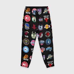 Брюки детские Команды НБА на черном фоне, цвет: 3D-принт