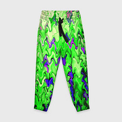 Брюки детские Ярко-зелёный стекающая абстаркция, цвет: 3D-принт