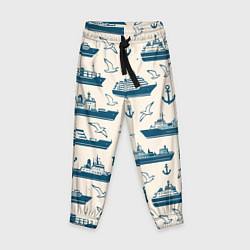 Брюки детские Морской паттерн из чаек, якорей и кораблей, цвет: 3D-принт