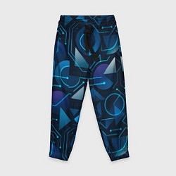 Брюки детские Футуристическая сине-фиолетовая абстракция с хакер, цвет: 3D-принт