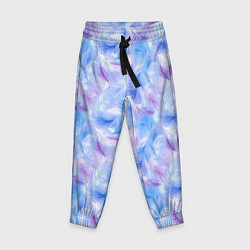 Брюки детские Узор из голубых и сиреневых перьев, цвет: 3D-принт