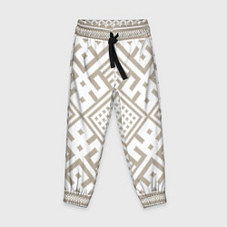 Брюки детские Славянские узоры в бежевом цвете, цвет: 3D-принт