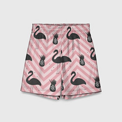 Детские шорты Черный фламинго арт
