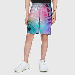 Шорты детские Листья, цвет: 3D-принт — фото 2