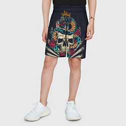 Шорты детские Змея с короной на черепе, цвет: 3D-принт — фото 2