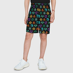 Шорты детские GENSHIN IMPACT ЭМБЛЕМЫ, цвет: 3D-принт — фото 2