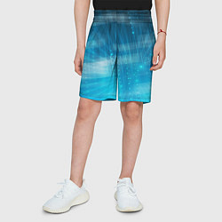 Шорты детские Линии на голубом фоне, цвет: 3D-принт — фото 2