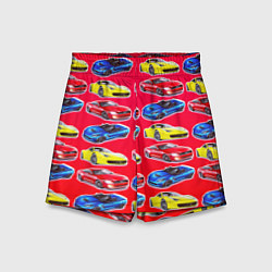 Шорты детские Спортивные машины, цвет: 3D-принт