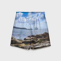 Шорты детские Парусник на горизонте океана, цвет: 3D-принт