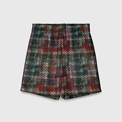 Шорты детские Черный сетчатый узор на гранжевом фоне, цвет: 3D-принт