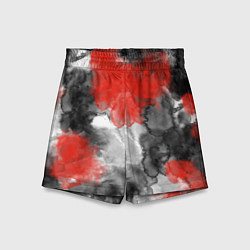 Шорты детские Черно-красная абстрактная текстура акварели, цвет: 3D-принт