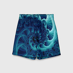Шорты детские Закрученный синий фрактал, цвет: 3D-принт