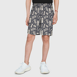 Шорты детские Маски деревянные, цвет: 3D-принт — фото 2