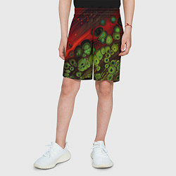 Шорты детские Абстрактные красный песок и зелёные камни, цвет: 3D-принт — фото 2