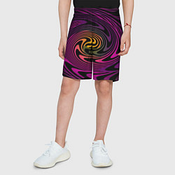 Шорты детские Бордово черный абстрактный узор спираль, цвет: 3D-принт — фото 2
