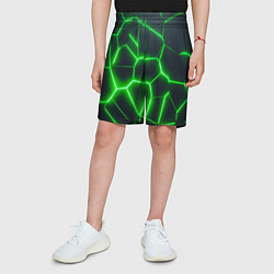Шорты детские Зелёные неоновые плиты, цвет: 3D-принт — фото 2
