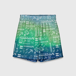 Шорты детские Майнкрафт символы на потертом фоне, цвет: 3D-принт