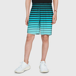 Шорты детские Голубые полосы на черном, цвет: 3D-принт — фото 2