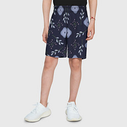 Шорты детские Цветок и веточка, двух цветная ветка, цвет: 3D-принт — фото 2