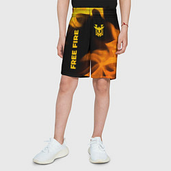 Шорты детские Free Fire - gold gradient: надпись, символ, цвет: 3D-принт — фото 2