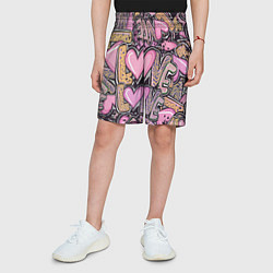 Шорты детские Паттерн про любовь, цвет: 3D-принт — фото 2