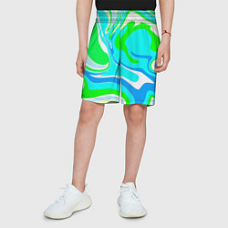 Шорты детские Абстракция сине-зеленая, цвет: 3D-принт — фото 2